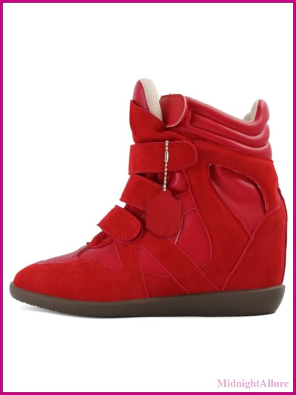 Wedge Sneakers for Women Hidden Heel Suede Hook & Loop Round Toe Retro Fashion